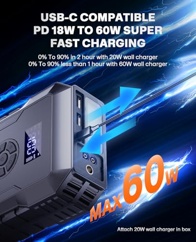 Car Jump Starter with Air Compressor,Jumper Box,12v Battery - Product Imagery