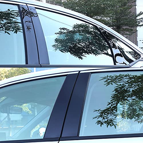 6pcs Glossy Black Car Window Pillar Post Vinyl Stickers Trim - Product Imagery