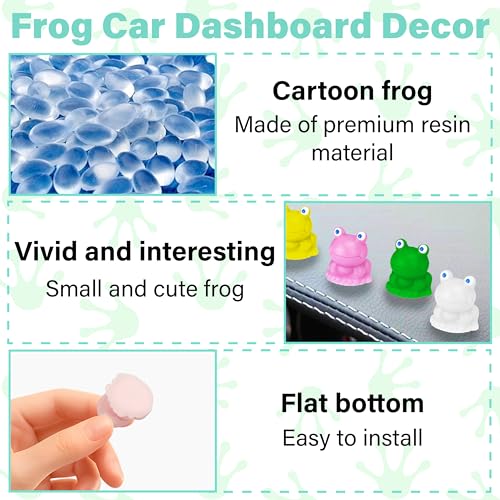 14 PCS Mini Frog Car Dashboard Decorations, Funny Frog Car - Product Imagery