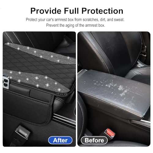 NBTEPEM Bling Car Center Console Cover, Leather Middle Console - Product Imagery