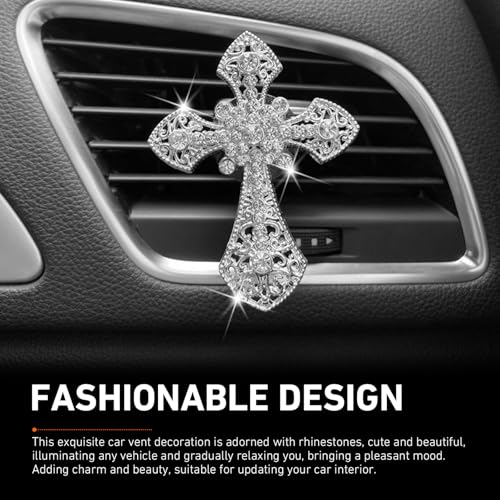 Bling Cross Car Air Vent Clip, Crystal Cross Rhinestone Vehicle - Product Imagery