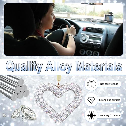 BFXM Bling Heart Car Hanging Accessories, Silver Bling Rear View - Product Imagery