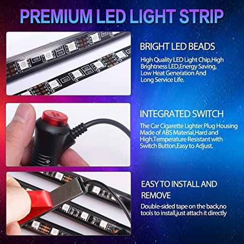 4PCS 48 LED Car Interior Lights, RGB Under Dash Lighting Kit - Product Imagery