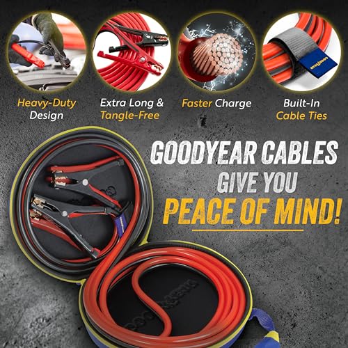 GOODYEAR Heavy Duty Jumper Cables for Car Battery - 4 Gauge - Product Imagery