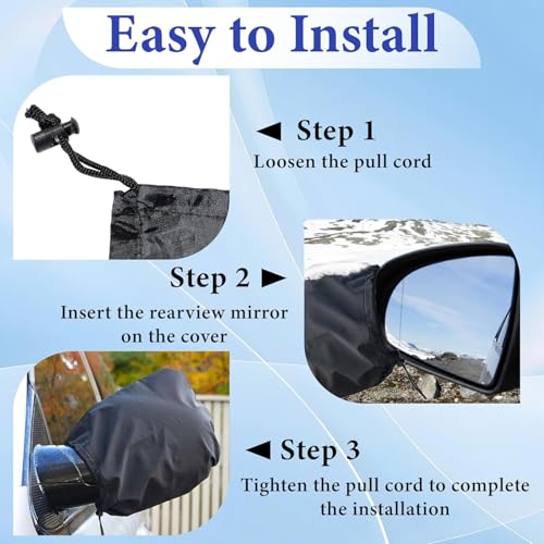 2 Pcs Side Mirror Covers with Drawstrings, Rearview Accessories - Product Imagery