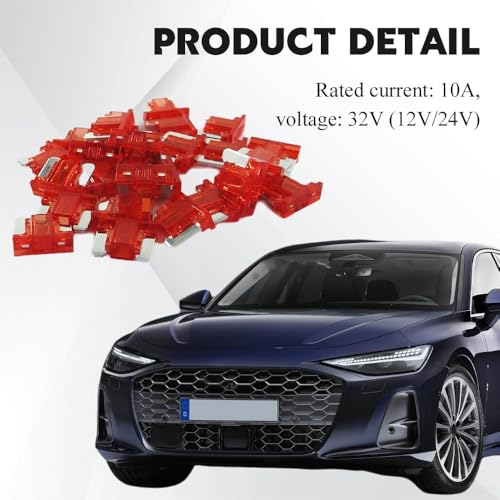 25PCS 10 Amp Low Profile Mini Car Fuses, Automotive Fuse, - Product Imagery