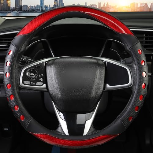 PU Leather Car Steering Wheel Cover with Anti-Slip Grip, for - Product Imagery