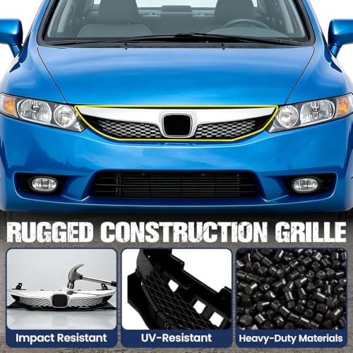 PIT66 Front Bumper Upper Grill Grille, Compatible with Honda - Product Imagery