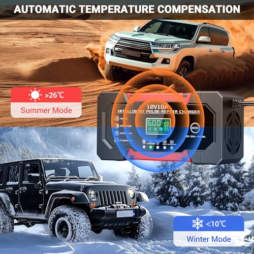 Car Battery Charger 12V 10A Smart Trickle Charger Fully Automatic - Product Imagery