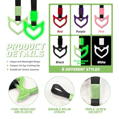 2 Pcs Devil Heart Shaped Car Handle Strap – Drift Charm Rear - Product Imagery