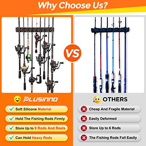 PLUSINNO V9 Vertical Fishing Rod Holders, Wall Mounted Fishing - Product Imagery