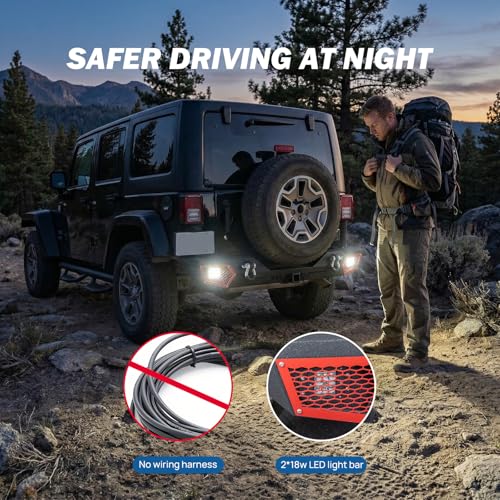 JOYTUTUS Rear Bumper Compatible for 2007-2018 Wrangler JK JKU - Product Imagery