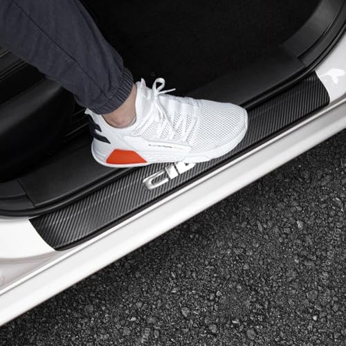 LEXLEY Carbon Fiber Style Leather Door Sill Protector,Scuff - Product Imagery