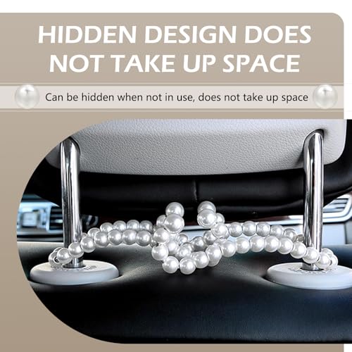 2PCS Car Pearl Seat Headrest Hooks, Elegant Exquisite Purse Hook - Product Imagery