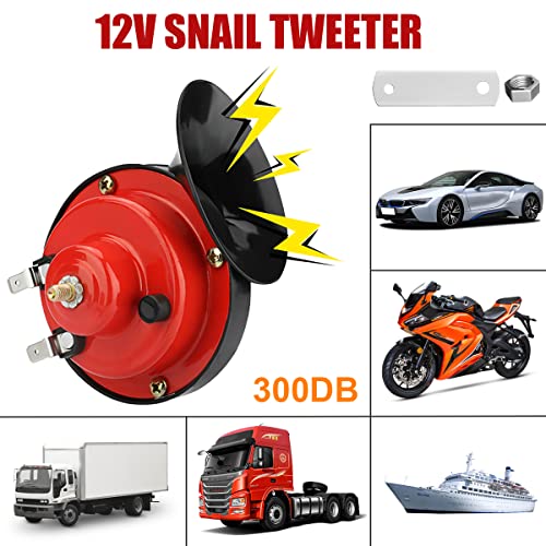 2PCS 12V Waterproof Air-Electric Snail Horn Kit, Red - Product Imagery