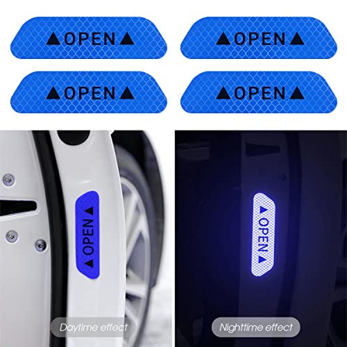 4PCS Car Door Reflective Warning Stickers, Blue - Product Imagery