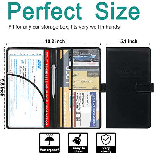 RSAquar Car Registration and Insurance Holder, Leather Car Glove - Product Imagery