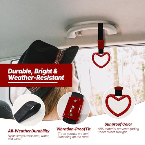 2 Pcs Heart Shaped Car Handle Strap – Drift Charm Rear Bumper - Product Imagery