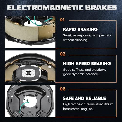 Youxmoto Electric Trailer Brake Assembly, 10" x 2-1/4", - Product Imagery