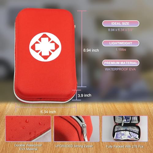 First Aid Kit 276PCS Car Home Camping Essentials Red Emergency - Product Imagery