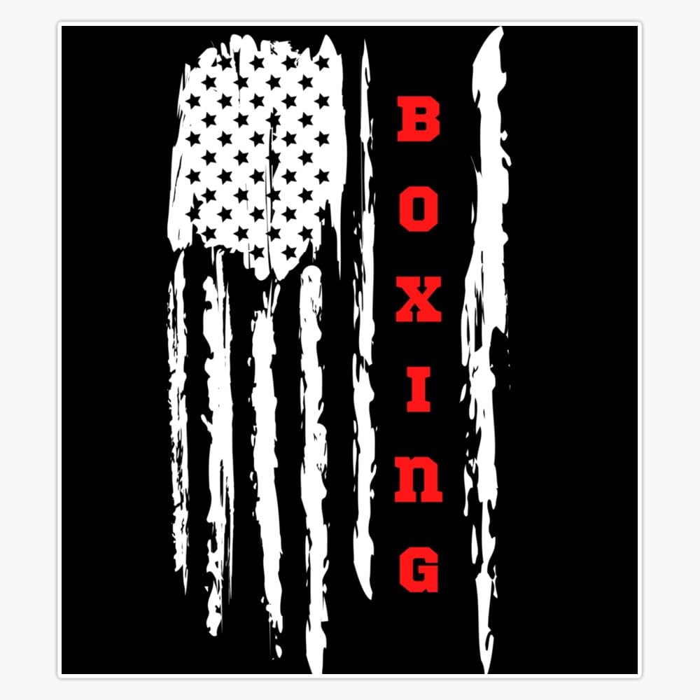 Boxing American Flag Sticker Bumper Sticker Vinyl Decal 5" - Product Imagery