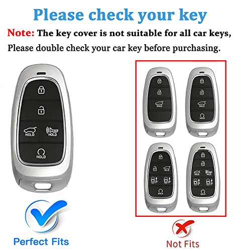 MILD EAST For Hyundai Key fob Cover 5 Button with Keychain(Blue) - Product Imagery