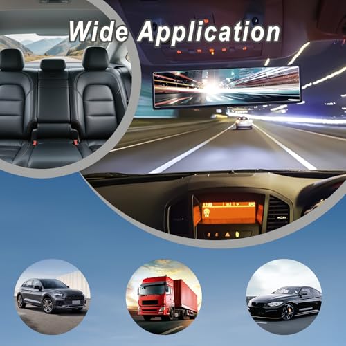 Bling Rhinestone Rearview Mirror, Clip-On Car Panoramic Rear - Product Imagery