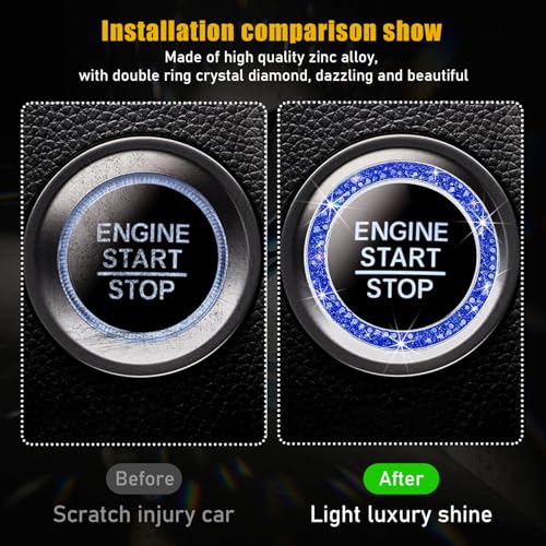 Kewucn Bling Crystal Double Rhinestone Car Engine Start - Product Imagery