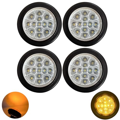 All Star Truck Parts 4 PC 2" Round Amber 13 LED Light Side - Product Imagery