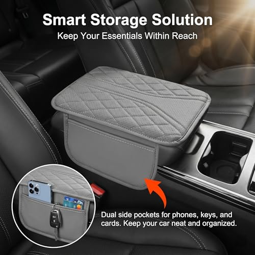 Car Center Console Cover, Leather Breathable Comfort Armrest - Product Imagery