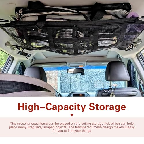 Double Layer Mesh Roof Storage Organizer, 31.5"x 21" Car Ceiling - Product Imagery