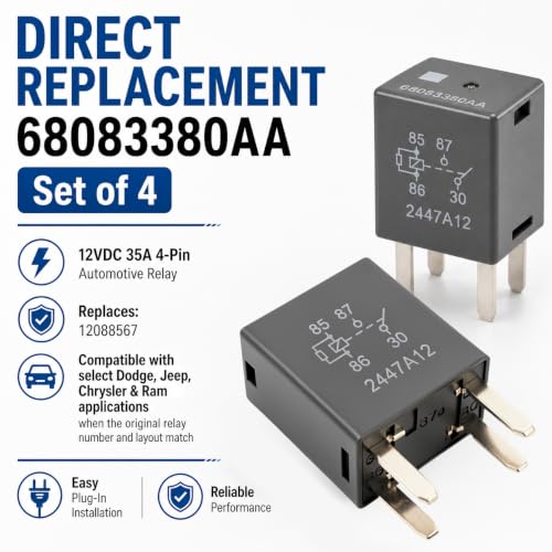 Relay 68083380AA (Set of 4) 12VDC 35A, 4 Pins SPST Automotive - Product Imagery