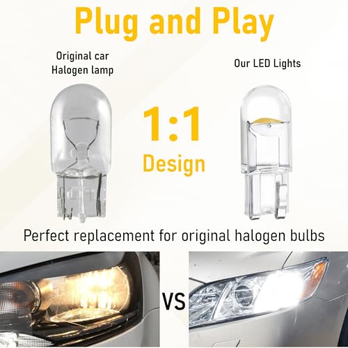 ecocstm 30 PCS Car 194 LED Bulbs, 168 2825 W5W T10 LED Bulb - Product Imagery
