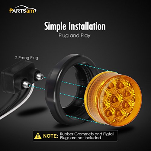 Partsam 20Pcs 2 inch Round Amber 9Led Side Marker Turn Signal - Product Imagery