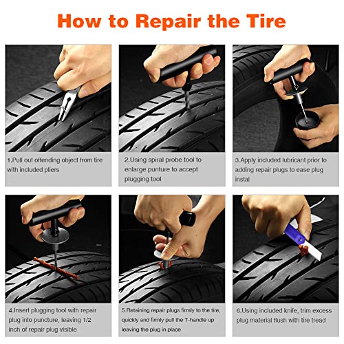 AUTOWN Flat Tire Repair Kit 68pcs, Heavy Duty Tire Plug Kit to - Product Imagery