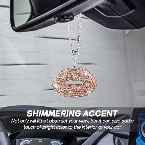 Bling Lip Car Hanging Accessories for Women, Diamond Lips Rear - Product Imagery