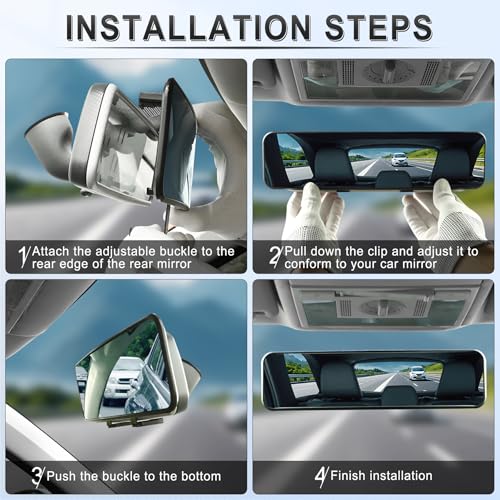 LivTee Anti Glare Rear View Mirror, Universal 11.3'' (287mm), - Product Imagery