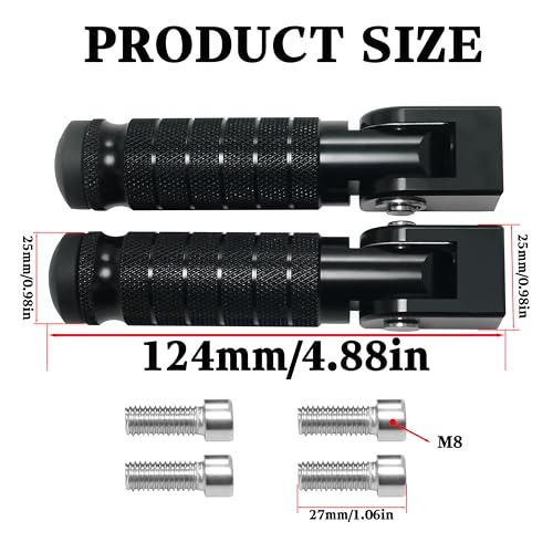 M8 Universal CNC Motorcycle Foot Pegs Degree Foldable Bike Pegs - Product Imagery