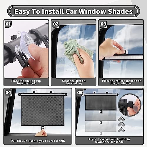 Sfee Car Window Shade for Side Windows, 2 Pack Sun Shade - Product Imagery