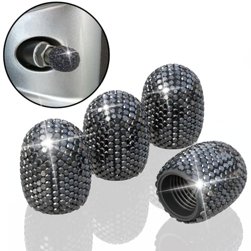 4Pcs Car Tire Valve Stem Caps Black Bling Tire Air Cap Car - Product Imagery