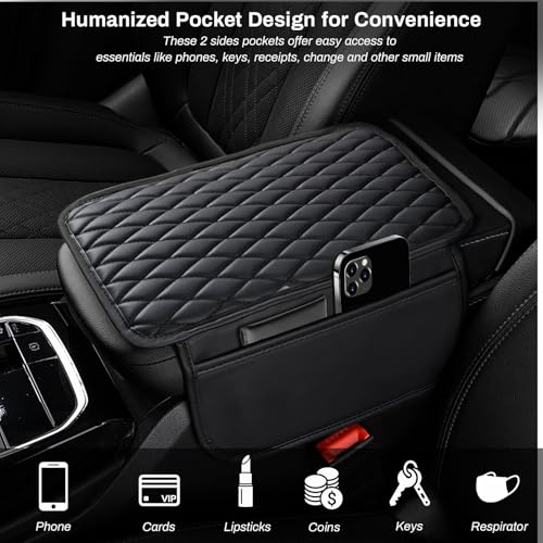 Ouzorp Car Center Console Cover, Upgraded Microfiber Leather Car - Product Imagery