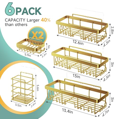 Veken Adhesive Shower Caddy 6-Pack,Gifts for Women Mom,Heavy - Product Imagery