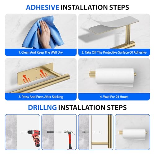 Paper Towel Holder Under Cabinet, Self-Adhesive,No Drilling, - Product Imagery
