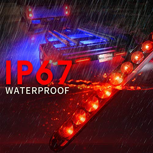 MICTUNING 2PCS Red 16 inches 11 LED Trailer Light Bar IP67 - Product Imagery