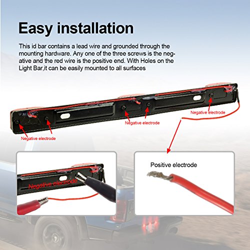 Partsam Red Clearance ID BAR Marker Light 3 Light 9 LED Trailer - Product Imagery