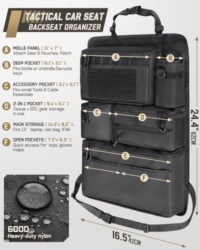 All in One Car Seat Back Organizer Fit Most Cars SUV Trucks Jeeps - Product Imagery