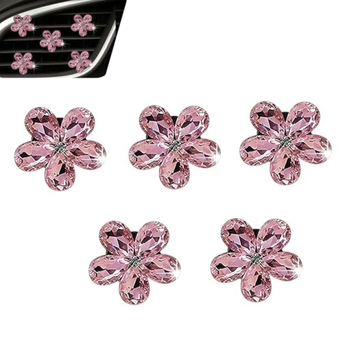 WZP 5PCS Bling Flower Car Air Vent Clips, Sparkling Crystal - Product Imagery