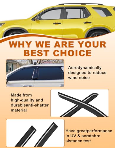Out-Channel Window Visors Rain Guards for Honda Pilot 2023-2026 - Product Imagery