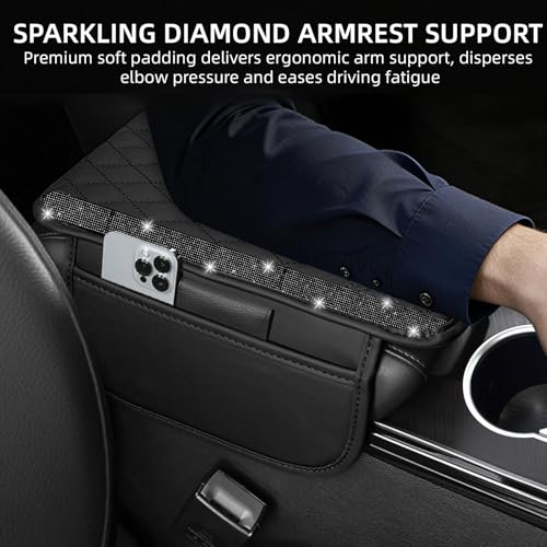 NBTEPEM Bling Car Center Console Cover, Leather Car Arm Rest - Product Imagery