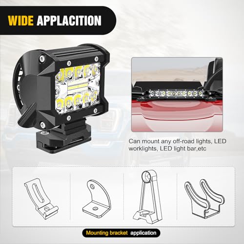 Nilight LED Light Bar Mounting Bracket 2PCS Universal Hood Pods - Product Imagery